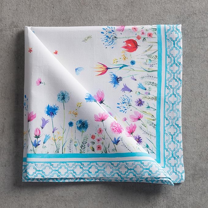 Maison d' Hermine 100% Cotton Cloth Napkins Set of 4 Everyday Reusable Square Napkins Cloth Washable Dinner Party Wedding Restaurant Hotel Kitchen Spring Summer (Flower in The Field, 20" x 20")