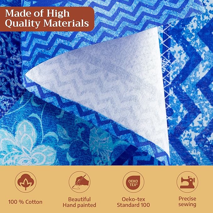 Maison d' Hermine 100% Cotton Cloth Napkins Set of 4 Everyday Reusable Square Napkins Cloth Washable Dinner Party Wedding Restaurant Hotel Kitchen Spring Summer (Indigo Love, 20" x 20")