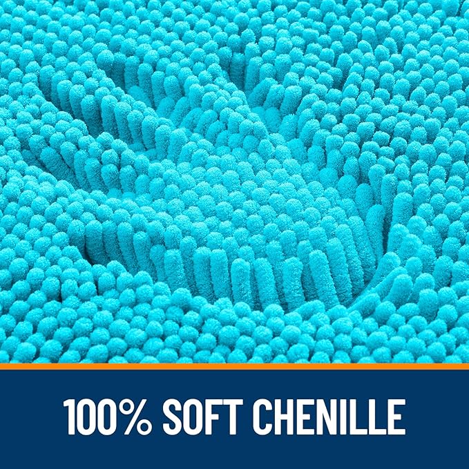 OLANLY Small Bathroom Rugs 24x16, Extra Soft Absorbent Chenille Bath Rugs, Rubber Backing Quick Dry, Machine Washable Bath Mats for Bathroom Floor, Tub and Shower, Home Decor Accessories, Aqua Sky