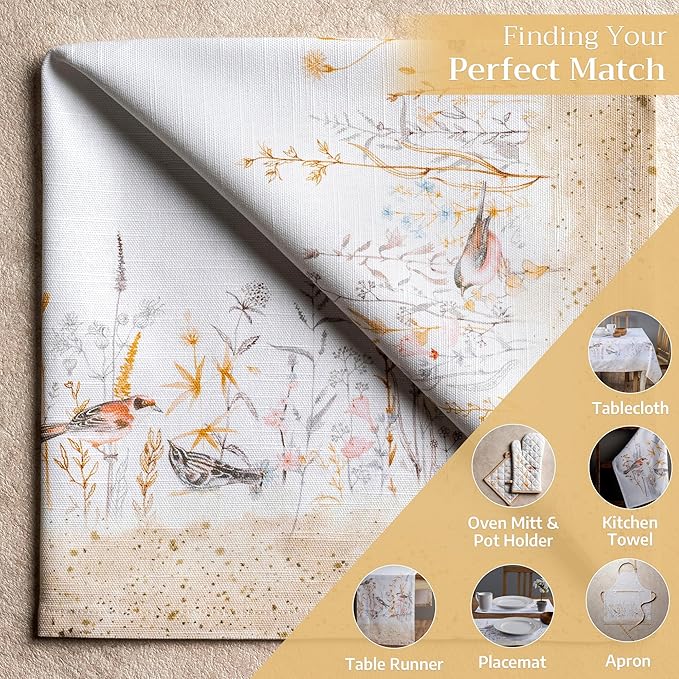 Maison d' Hermine 100% Cotton Cloth Napkins Set of 4 Everyday Reusable Square Napkins Cloth Washable Dinner Party Wedding Restaurant Hotel Kitchen Spring Summer (Meadow Florals - Beige, 20" x 20")