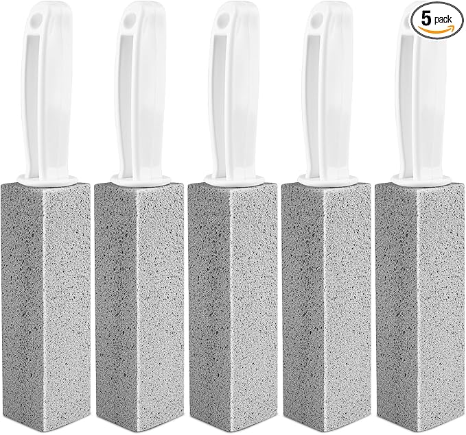MEQHUO Toilet Pumice Stone With Handle, 5 Pack Pumice Stone Toilet Bowl Cleaner, Hard Water Toilets Ring Remover for Cleaning Toilets, Bathtubs, Stove, Grills, Swimming Pools, Sinks