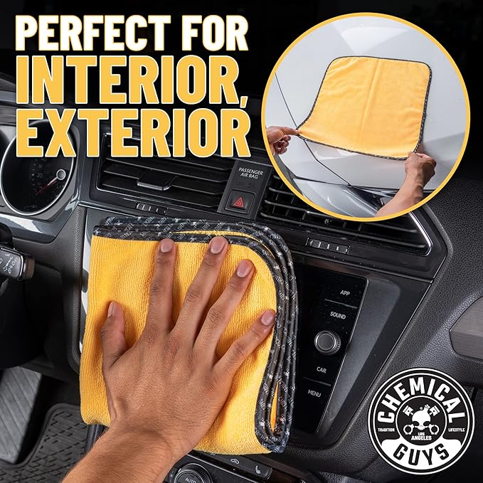Chemical Guys MIC_506_60 Professional Grade Premium Microfiber Towels, Gold (16 Inch x 16 Inch) (Pack of 60) - Safe for Car Wash, Home Cleaning & Pet Drying Cloths