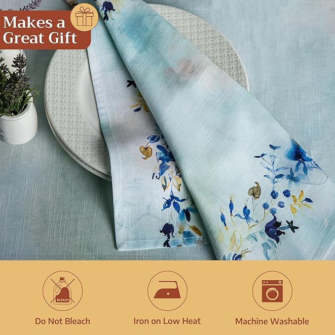 Maison d' Hermine 100% Cotton Cloth Napkins Set of 4 Everyday Reusable Square Napkins Cloth Washable Dinner Party Wedding Restaurant Hotel Kitchen Spring Summer (Lazy Summer Days, 20" x 20")