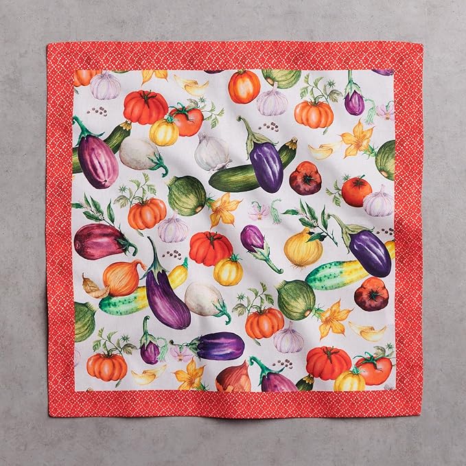 Maison d' Hermine 100% Cotton Cloth Napkins Set of 4 Everyday Reusable Square Napkins Cloth Washable Dinner Party Wedding Restaurant Hotel Kitchen Spring Summer (Ratatouille, 18" x 18")