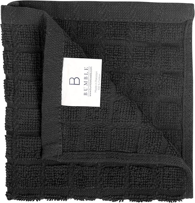 Bumble Dish Cloths (6 Pack) | 12” x 12” | 100% Cotton Kitchen Towels | 405 GSM | Soft, Highly Absorbent & Durable Dish Towels for Kitchen | Black