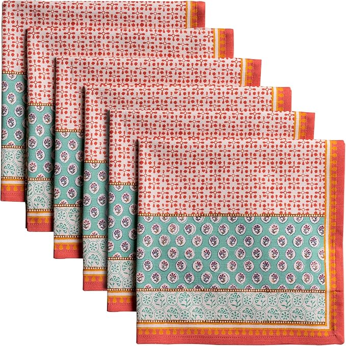 Maison d' Hermine 100% Cotton Cloth Napkins Set of 6 Everyday Reusable Square Napkins Cloth Washable Dinner Party Wedding Restaurant Hotel Kitchen Spring Summer (Provence, 20" x 20")