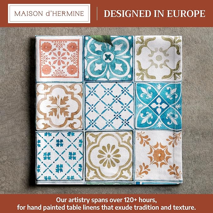 Maison d' Hermine 100% Cotton Cloth Napkins Set of 4 Everyday Reusable Square Napkins Cloth Washable Dinner Party Wedding Restaurant Hotel Kitchen Spring Summer (Agrume, 20" x 20")