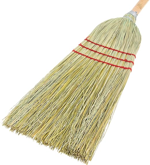 Carlisle FoodService Products 4134967 Corn Blend Warehouse Broom Straw with Wood Handle, 10" Bristle Trim, 55" Length, Natural (Case of 12)