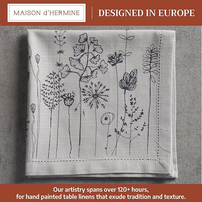Maison d' Hermine 100% Cotton Cloth Napkins Set of 4 Everyday Reusable Square Napkins Cloth Washable Dinner Party Wedding Restaurant Hotel Kitchen Spring Summer (Flore, 20" x 20")