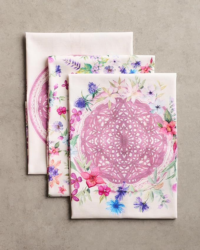 Maison d' Hermine Kitchen Towels Set of 3 100% Cotton 27.50" x 20" Reusable Cloth Tea Dish Towels Absorbent with Hanging Loop for Kitchen Farmhouse Hotel Spring Summer - Chardon
