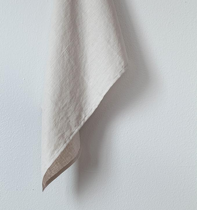 100% Pure Flax Linen Kitchen Towels-20x27 Inch-Stonewashed Flax Linen-Extra Soft Quick Dry for Tea Towels Dish Towels Hand Towels-Set of 2-Natural
