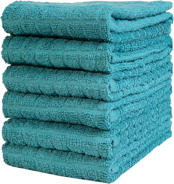 Bumble Kitchen Towels (6 Pack) | 16” x 28” | 100% Cotton Kitchen Towels | 385 GSM | Soft, Highly Absorbent & Durable Dish Towels for Kitchen | Aqua