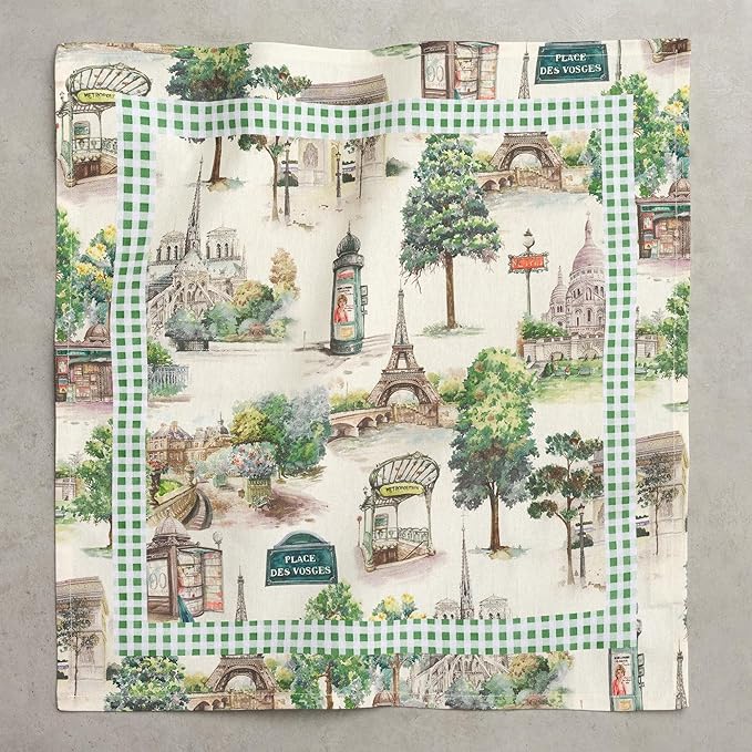 Maison d' Hermine 100% Cotton Cloth Napkins Set of 4 Everyday Reusable Square Napkins Cloth Washable Dinner Party Wedding Restaurant Hotel Kitchen Spring Summer (Paris Voyage, 18" x 18")