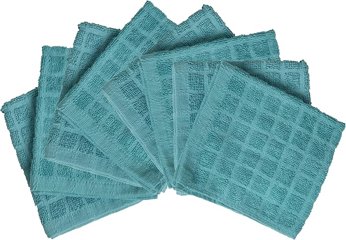 Bumble Dish Cloths (8 Pack) | 12" x 12" | 100% Cotton Kitchen Towels | 406 GSM | Soft, Highly Absorbent & Durable Dish Towels for Kitchen | Aqua