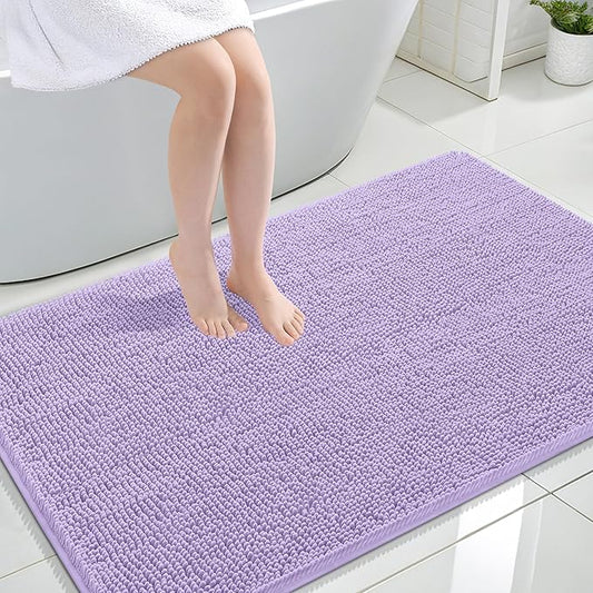 OLANLY Large Bathroom Rugs 44x32, Extra Soft Absorbent Chenille Bath Rugs, Rubber Backing Quick Dry, Machine Washable Bath Mats for Bathroom Floor, Tub and Shower, Home Decor Accessories, Lavender