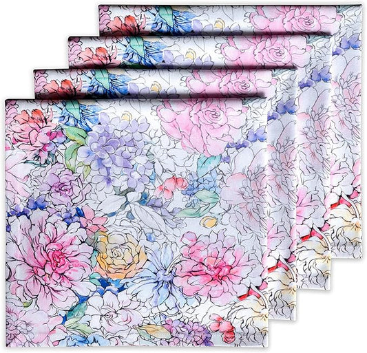 Maison d' Hermine 100% Cotton Cloth Napkins Set of 4 Everyday Reusable Square Napkins Cloth Washable Dinner Party Wedding Restaurant Hotel Kitchen Spring Summer (Floral Love, 20" x 20")