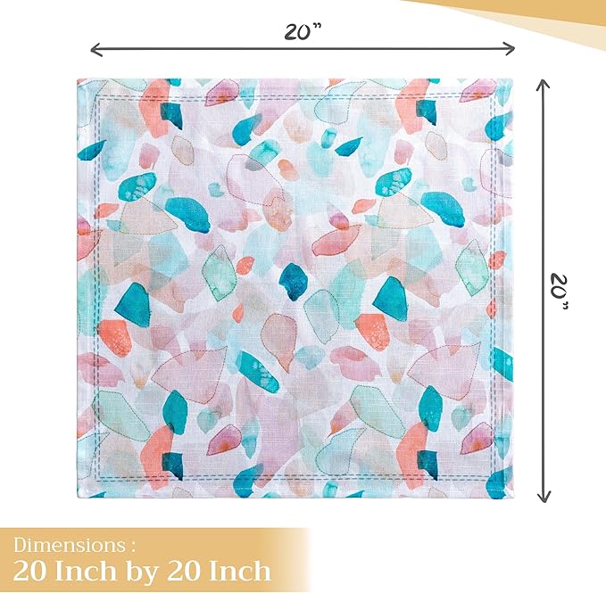 Maison d' Hermine 100% Cotton Cloth Napkins Set of 4 Everyday Reusable Square Napkins Cloth Washable Dinner Party Wedding Restaurant Hotel Kitchen Spring Summer (Summer Picnic, 20" x 20")