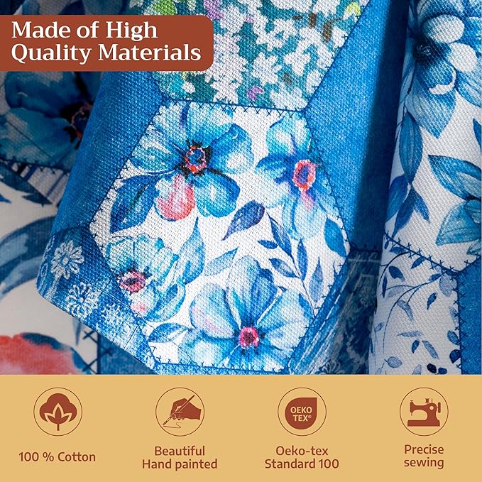 Maison d' Hermine 100% Cotton Cloth Napkins Set of 4 Everyday Reusable Square Napkins Cloth Washable Dinner Party Wedding Restaurant Hotel Kitchen Spring Summer (Summer Blues, 20" x 20")