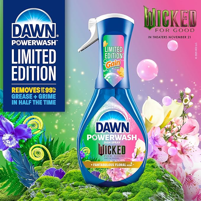 Dawn Powerwash Spray, "Wicked: For Good" Limited Edition Dish Soap, Dishwashing Liquid, Fantabulous Floral, 1 Starter Kit, 16 Fl Oz