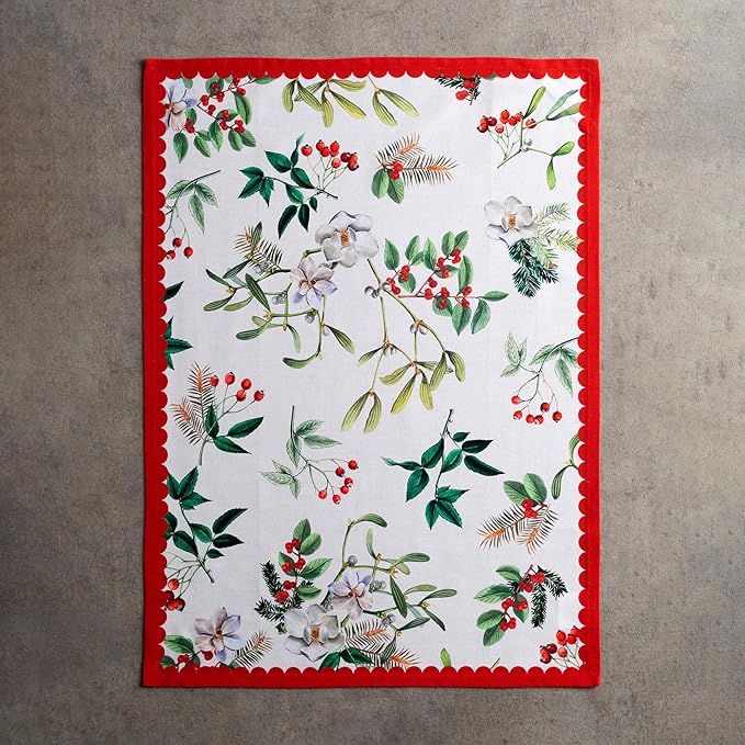 Maison d' Hermine Kitchen Towels Set of 3 100% Cotton 70 CM x 50 CM Reusable Cloth Tea Dish Towels Absorbent with Hanging Loop for Kitchen Dining Christmas Decorations (Noel)