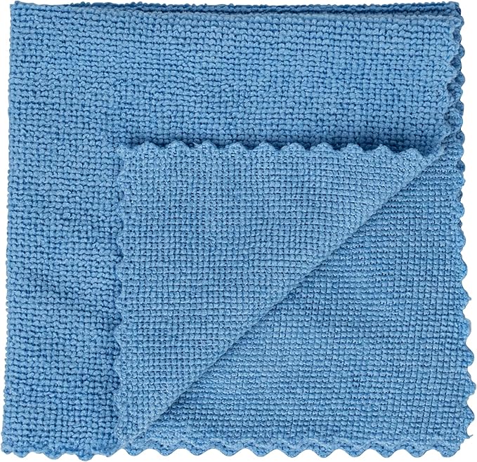Restaurantware-Clean Tek Professional 11.81 x 11.81 Inch Microfiber Rags In a Box, 25 Absorbent Cleaning Cloths - No-Scratch, Blue Microfiber Reusable Edgeless Cleaning Towels, Leaves No Streak