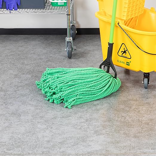 Restaurantware-MOP Head ONLY: Clean Tek Professional 24 Ounce Wet Mop Head, 1 Cut End Refill - Handle Sold Separately, 1.25 Inch Headband, Microfiber Green Replacement, Reusable