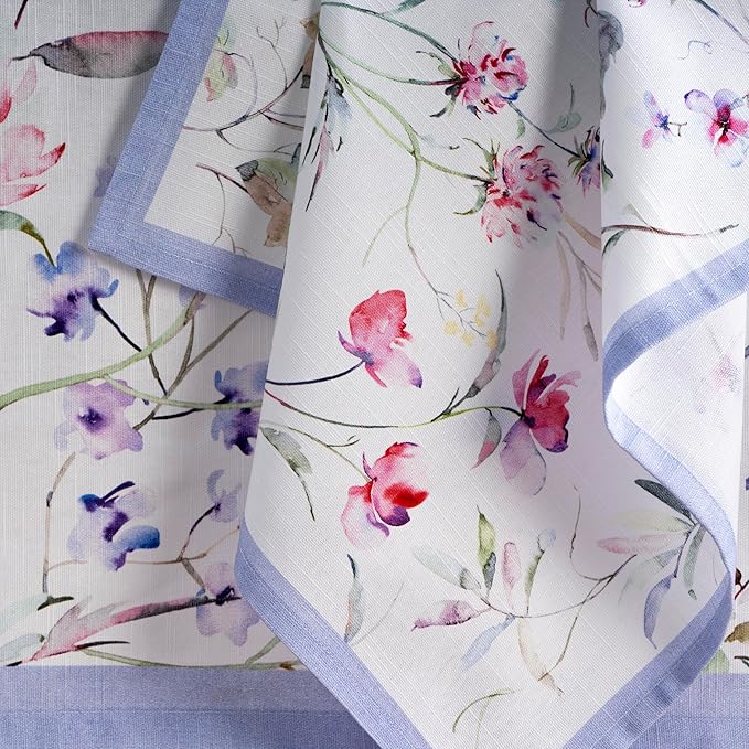 Maison d' Hermine 100% Cotton Cloth Napkins Set of 4 Everyday Reusable Square Napkins Cloth Washable Dinner Party Wedding Restaurant Hotel Kitchen Spring Summer (Summer Floral, 20" x 20")