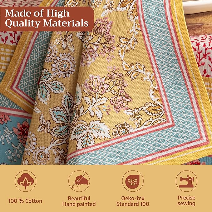 Maison d' Hermine 100% Cotton Cloth Napkins Set of 4 Everyday Reusable Square Napkins Cloth Washable Dinner Party Wedding Restaurant Hotel Kitchen Spring Summer (Marquise, 20" x 20")