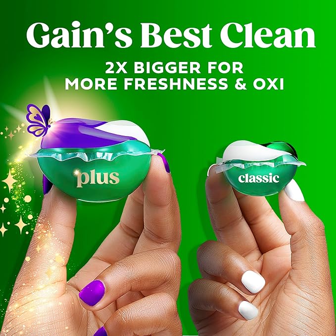 Gain Plus Flings Liquid Laundry Detergent Pods, Gain's Best Clean, All-In-One Pacs, Moonlight Breeze Scent, 45 Count