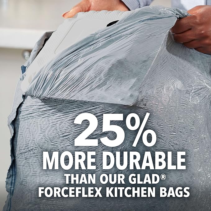 Glad ForceFlex MaxStrength Kitchen Trash Bags, 13 Gal, Fresh Clean Febreze, 34 Ct (Package May Vary) (Pack of 2)