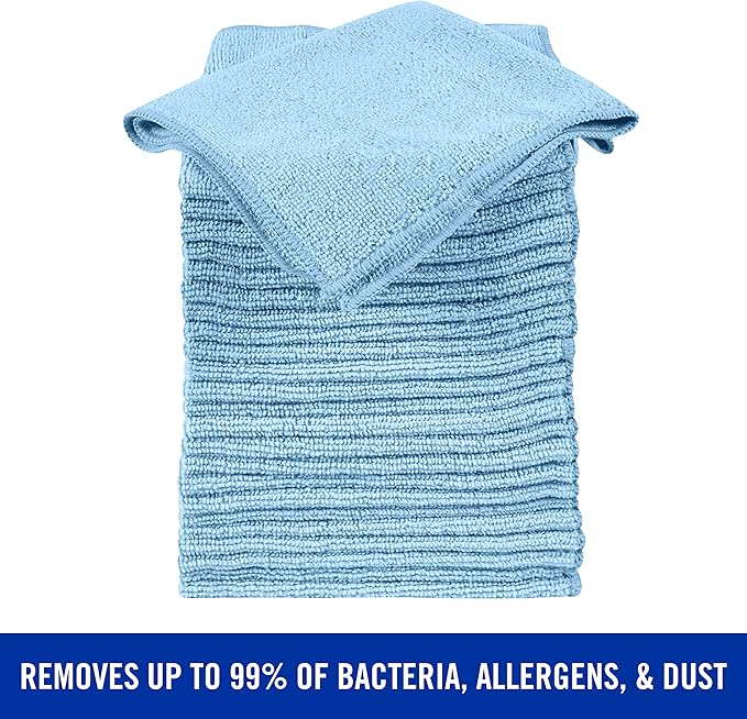 Quickie Microfiber Cleaning Cloth 14 x 14 Inches Blue Pack of 288 Washable and Reusable Ideal for Multi-Surface Indoor/Outdoor Dusting and Polishing