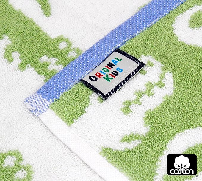 ORIGINAL KIDS Wash Cloth - Bath Time in A While Crocodile Set of 12 Washcloths - 100% Cotton Jacquard Super Soft Colorful Absorbent Quick Dry Easy Care Face Towel Face Cloth Gift - 12x12 - Green Blue