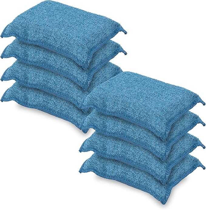 Miracle Microfiber Scrubbing Sponge, Blue Extra Scrubbing Power Sponge for Kitchen, Sink, Pot, Pan and Dish Washing, Super Absorbent and Rapid Drying 8-Pack