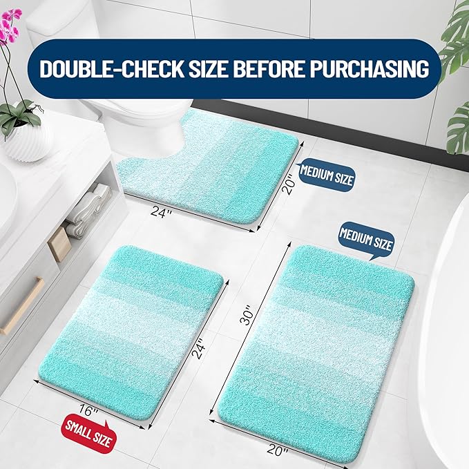 OLANLY Bathroom Runner Rugs Mat 47x24, Extra Soft Absorbent Microfiber Bath Rugs, Rubber Backing, Quick Dry, Washable Long Bath Mats for Bathroom Floor, Tub and Shower, Home Decor Accessories, Teal