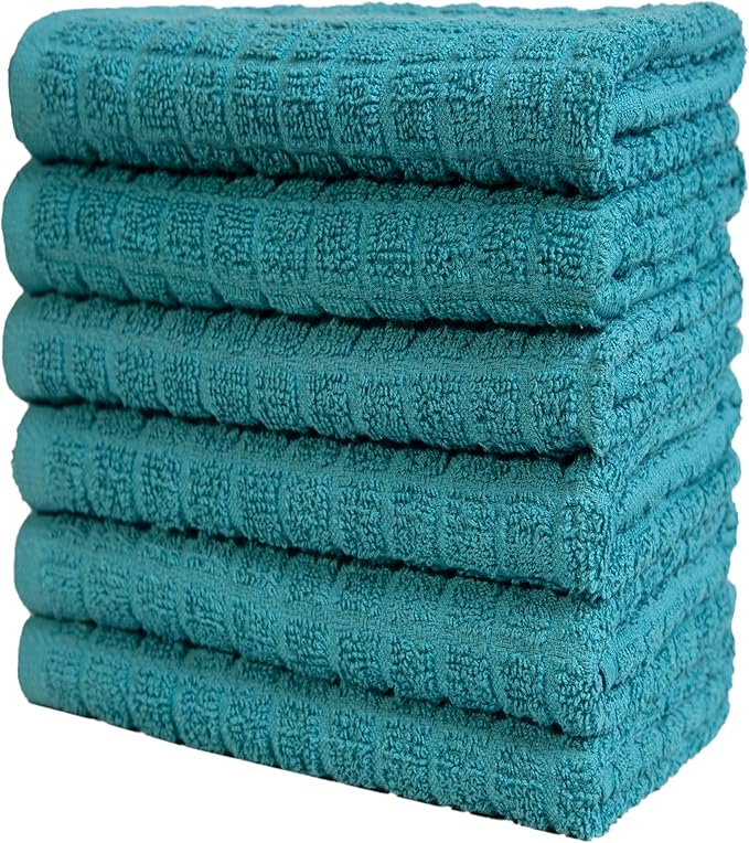 Bumble Kitchen Towels (6 Pack) | 16” x 28” | 100% Cotton Kitchen Towels | 385 GSM | Soft, Highly Absorbent & Durable Dish Towels for Kitchen | Aqua