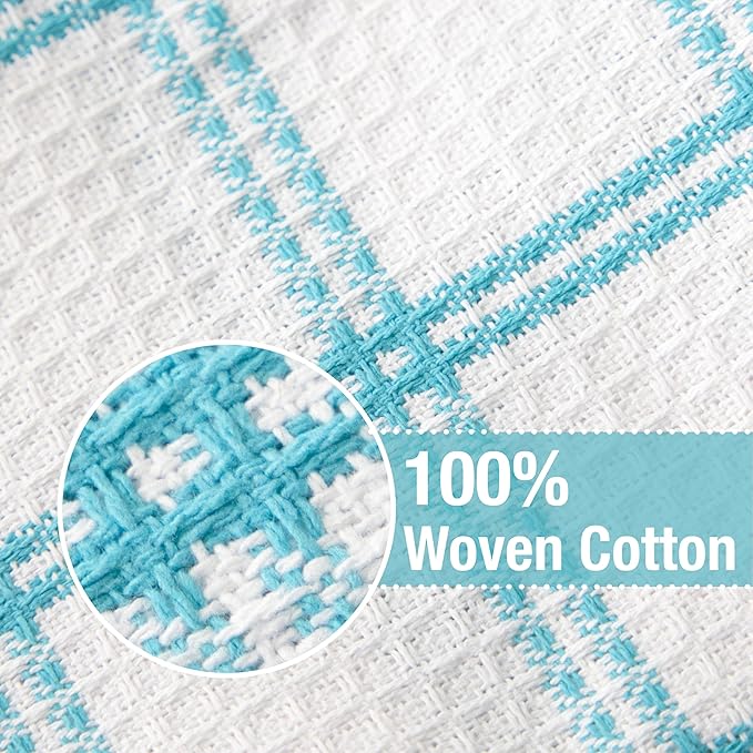 T-Fal Premium Waffle Dish Cloths: Highly Absorbent,Super Soft Long Lasting - 100% Cotton,12"x13" Flat Waffle Dish Towel for Cleaning & Drying Dishes,Breeze,(Pack of 8)