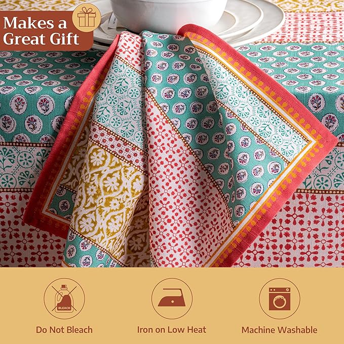 Maison d' Hermine 100% Cotton Cloth Napkins Set of 6 Everyday Reusable Square Napkins Cloth Washable Dinner Party Wedding Restaurant Hotel Kitchen Spring Summer (Provence, 20" x 20")