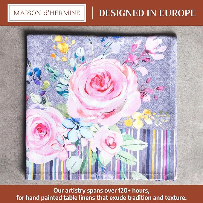 Maison d' Hermine 100% Cotton Cloth Napkins Set of 4 Everyday Reusable Square Napkins Cloth Washable Dinner Party Wedding Restaurant Hotel Kitchen Spring Summer (Sweet Rose Lavender - Lush, 20" x 20")