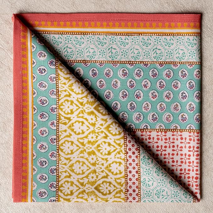Maison d' Hermine 100% Cotton Cloth Napkins Set of 4 Everyday Reusable Square Napkins Cloth Washable Dinner Party Wedding Restaurant Hotel Kitchen Spring Summer (Provence, 20" x 20")