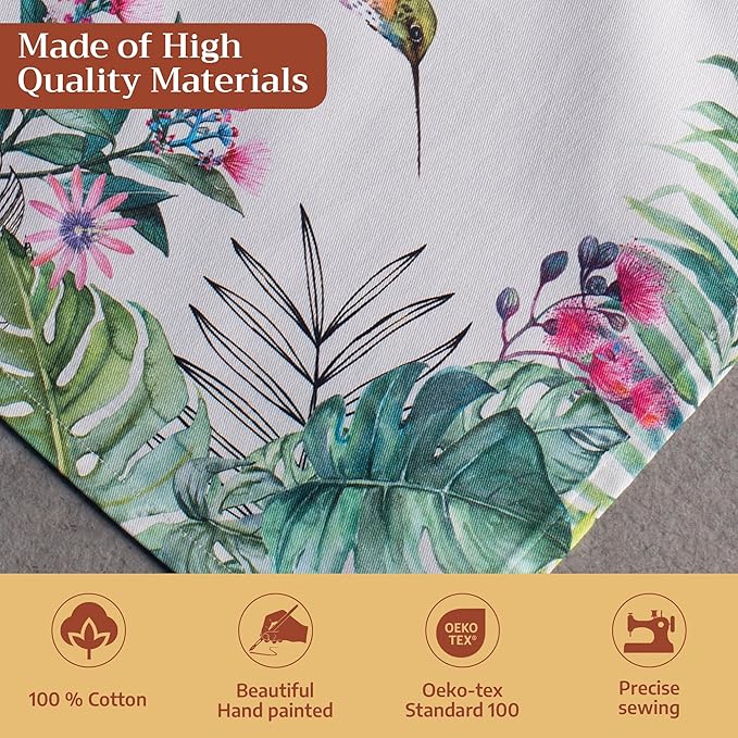 Maison d' Hermine 100% Cotton Cloth Napkins Set of 4 Everyday Reusable Square Napkins Cloth Washable Dinner Party Wedding Restaurant Hotel Kitchen Spring Summer (Tropiques, 20" x 20")