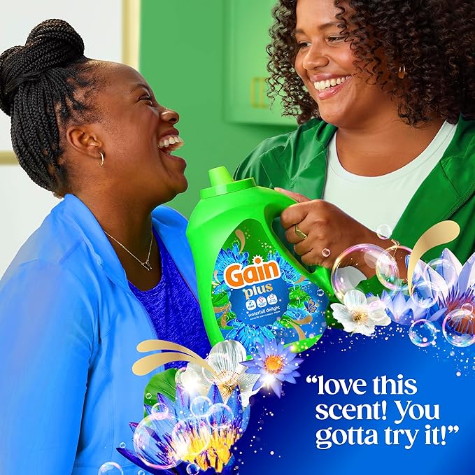 Gain Plus Liquid Laundry Detergent, Cleaner, Fresher, Now with Oxi, Waterfall Delight Scent, 170 fl oz, 129 Loads
