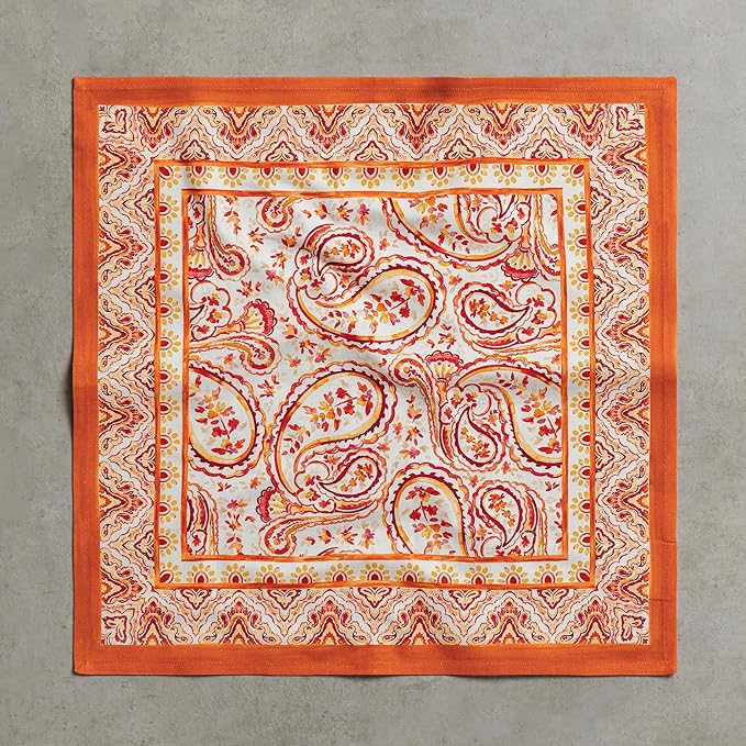 Maison d' Hermine Cloth Napkins Set of 4 100% Cotton for Thanksgiving Christmas Decorations Everyday Reusable Square Fall Napkins Cloth Washable Dinner Party (Palatial Paisley, 20"x20")