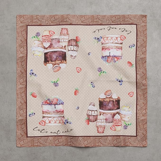 Maison d' Hermine 100% Cotton Cloth Napkins Set of 4 Everyday Reusable Square Napkins Cloth Washable Dinner Party Wedding Restaurant Hotel Kitchen Spring Summer (Cakes, 18" x 18")