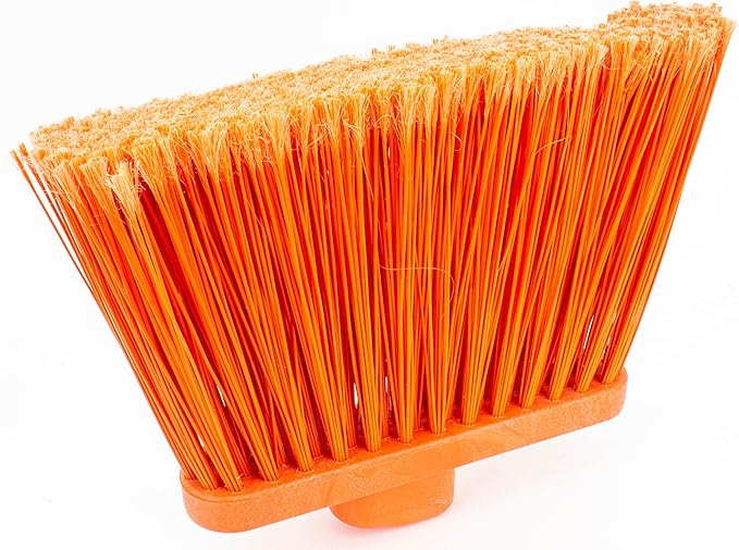 SPARTA 41082EC24 Plastic Color Coded Broom, Flagged Bristles, Long Broom With Angled Head For Large Debris, 56 Inches, Orange