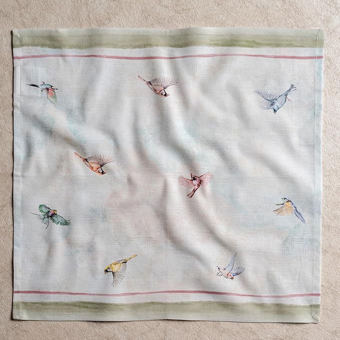 Maison d' Hermine 100% Cotton Cloth Napkins Set of 4 Everyday Reusable Square Napkins Cloth Washable Dinner Party Wedding Restaurant Hotel Kitchen Spring Summer (Flying Birds, 20" x 20")
