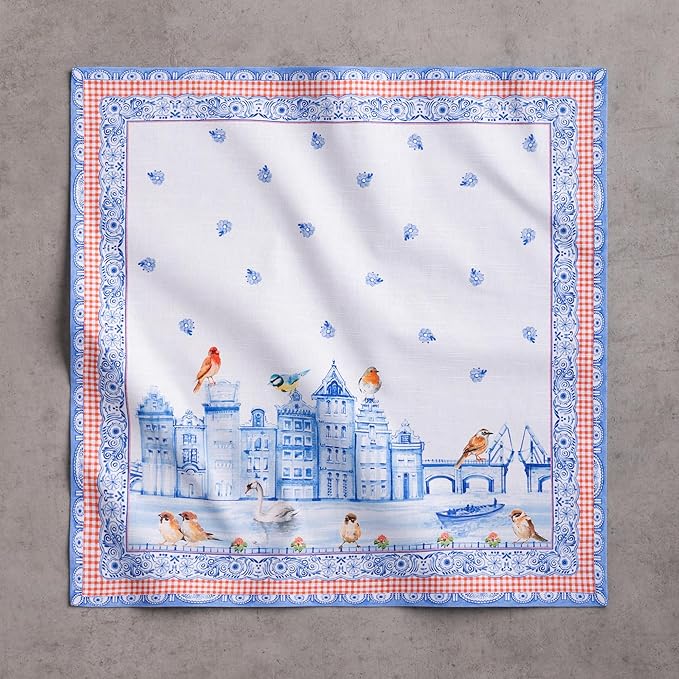 Maison d' Hermine 100% Cotton Cloth Napkins Set of 4 Everyday Reusable Square Napkins Cloth Washable Dinner Party Wedding Restaurant Hotel Kitchen Spring Summer (Amsterdam Canals, 20" x 20")