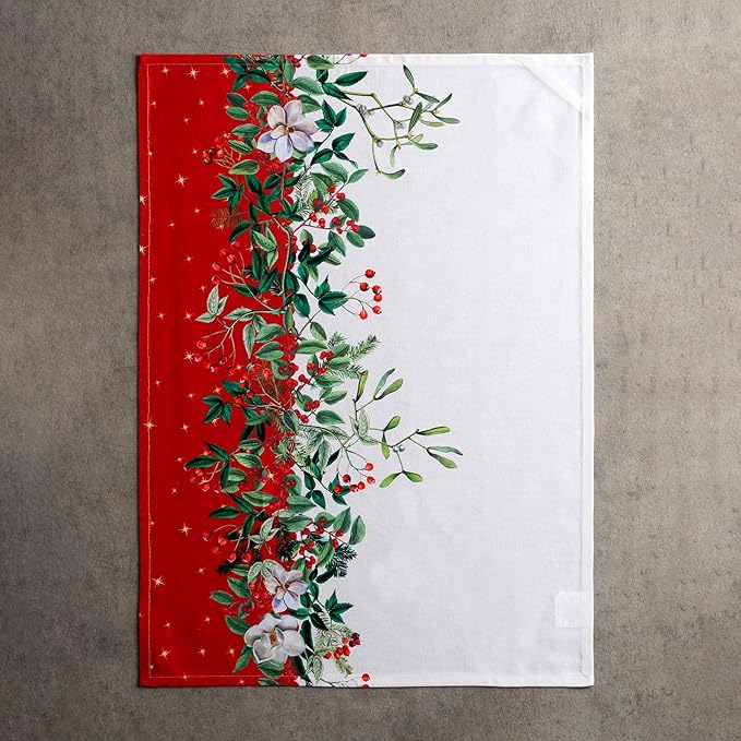 Maison d' Hermine Kitchen Towels Set of 3 100% Cotton 70 CM x 50 CM Reusable Cloth Tea Dish Towels Absorbent with Hanging Loop for Kitchen Dining Christmas Decorations (Noel)