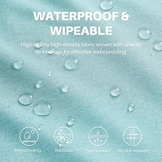 IVAPUPU Textured Linen Table Cloth for Rectangle Table - Light Blue Tablecloths Rectangular Waterproof Wrinkle Free Wipeable Dining Table Cover for Spring Wedding Birthday Kitchen Decor, 60 x 120 Inch