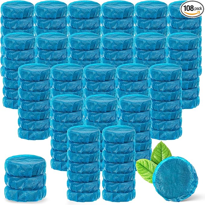 G · PEH Automatic Toilet Bowl Cleaners Tablets 108 Pack, Long Lasting Toilet Cleaner Tablets Blue Toilet Tank Cleaner Tablets for Deodorizing & Descaling for Bathroom