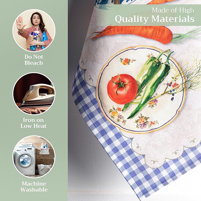 Maison d' Hermine Kitchen Towels Set of 3 100% Cotton 27.50" x 20" Reusable Cloth Tea Dish Towels Absorbent with Hanging Loop for Kitchen Farmhouse Hotel Spring Summer - Gourmand